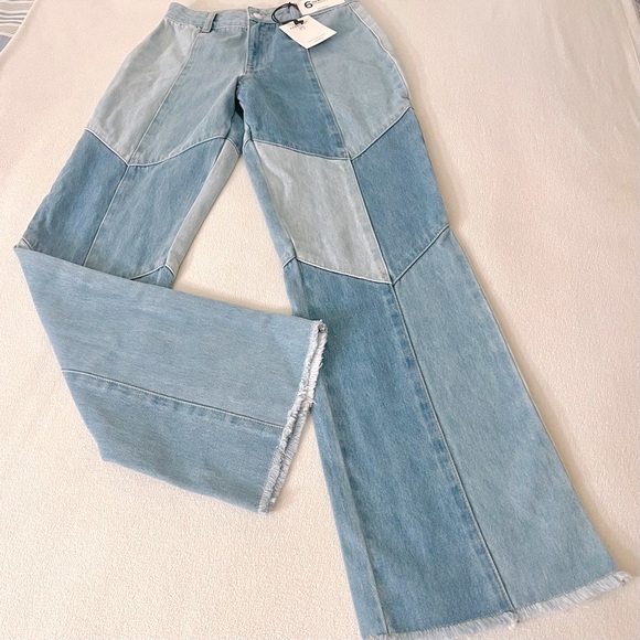 GLASSON Patchwork Mid Rise Denim Jean Sz 6 - Picture 1 of 11